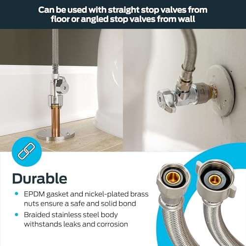 Eastman 12-Inch Flexible Toilet Connector Stainless Steel Braided Hose