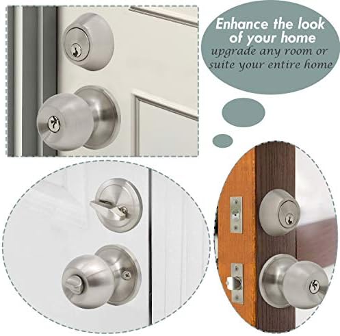 3 Pack Keyed Alike Door Knobs with Deadbolt Lock Set