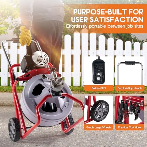 100FT Electric Drain Cleaner 38 with SafetyGuarantees for Plumbing Needs