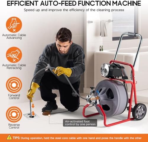 100FT Electric Drain Cleaner 38 with SafetyGuarantees for Plumbing Needs
