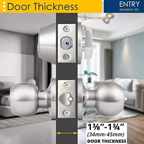 3 Pack Keyed Alike Door Knobs with Deadbolt Lock Set
