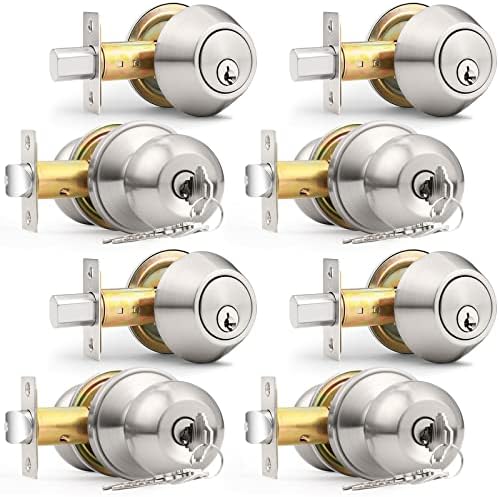 Probrico Entry Knob and Deadbolt Set 4-Piece SATIN Nickel