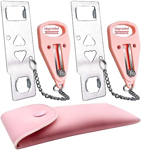 AceMining Portable Door Lock Pink 2-Pack