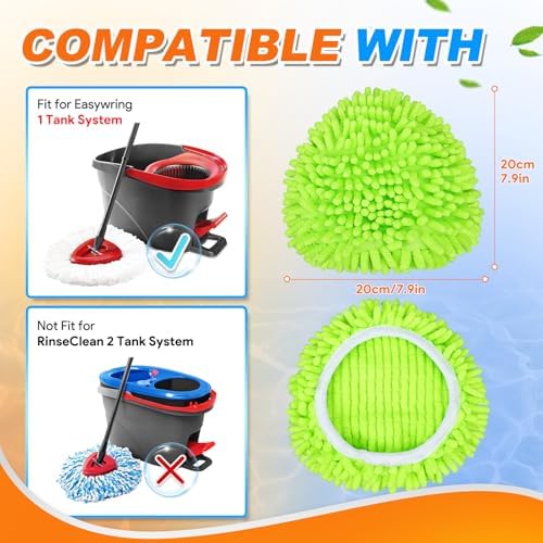 4-Piece Mop Pad Set for O-Cedar Spin Mop Microfiber Replacement Green
