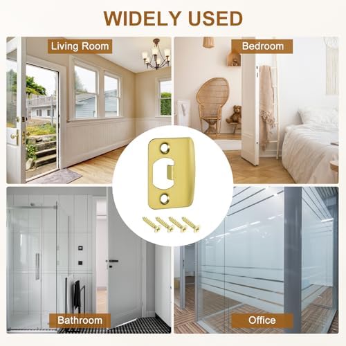 Uxcell 4Pcs Stainless Steel Door Strike Plate Replacement