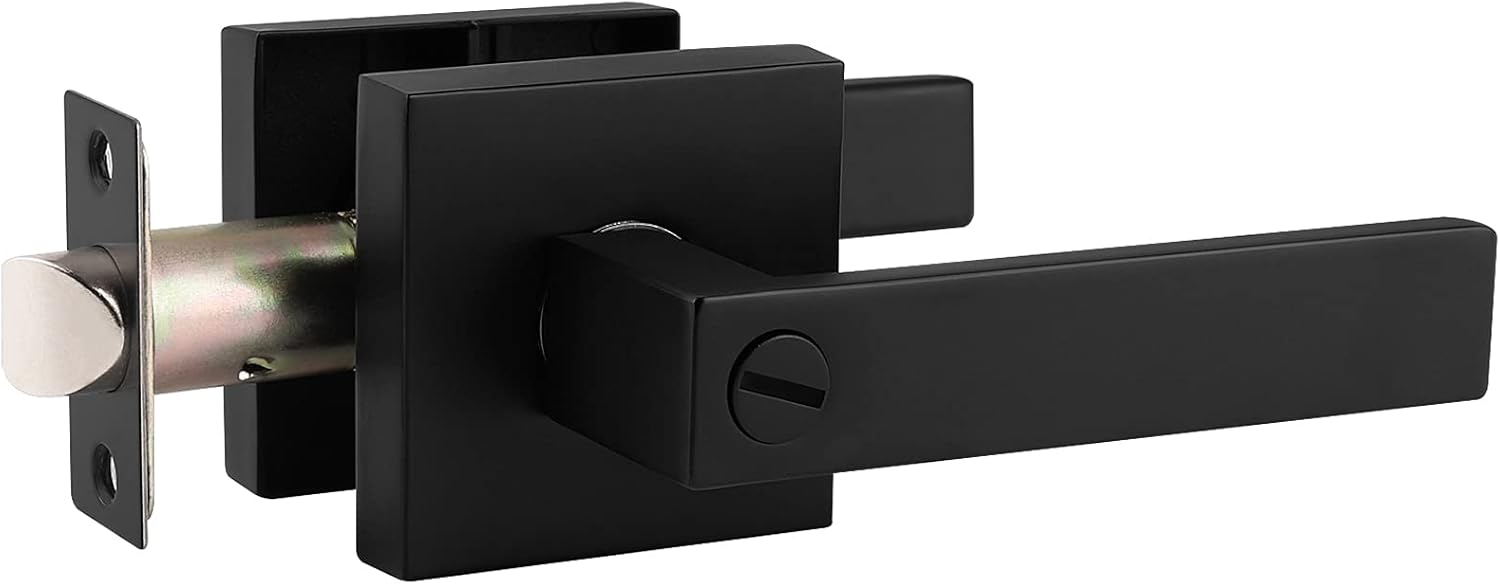 Probrico 10-Piece Matte Black Heavy Duty Privacy Door Handles Two-Handed Door Lever Lock Set for Bedroom BathroomKitchen