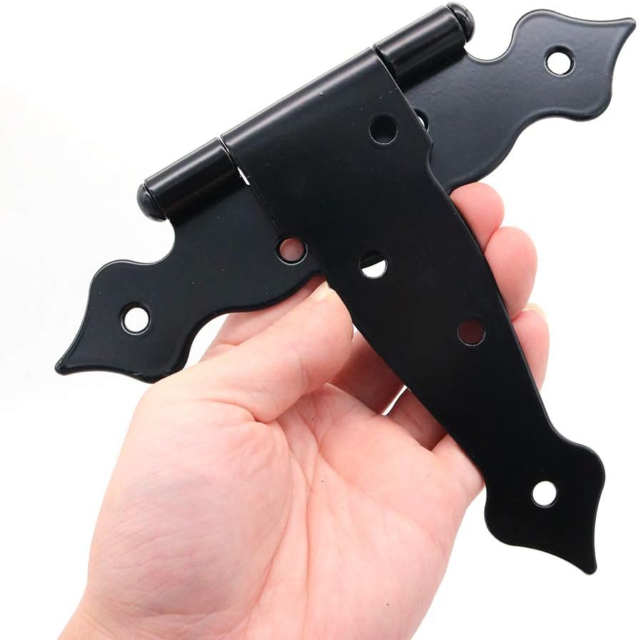 4-Piece 190mm Heavy Duty Hinges for Garden Shed Doors Black Rust-Resistant Door Hardware