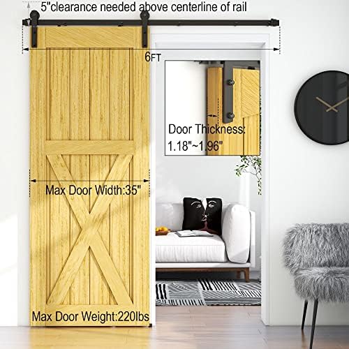 6FT Sliding Barn Door Hardware Kit Cost-Effective Easy to Set Up