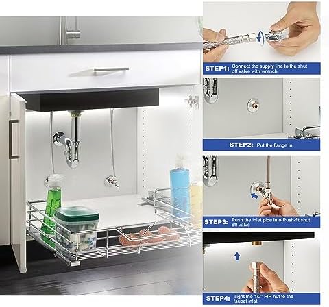 Stainless Steel 16 Faucet Supply Lines 12 Angle Valve Set