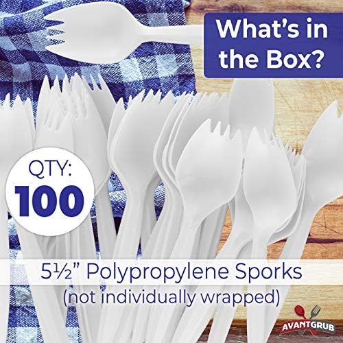 Avant Grub BPA-Free White Disposable Sporks 100 Pk