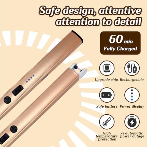 Double Pack Windproof Candle Lighter - LED with Rechargeable USB coronary -- safety -- for camping bbq and gifts