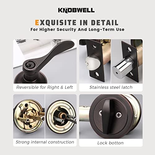 KNOBWELL5-Piece Exterior Door Lock Set with Deadbolt Entry Lever and Knob Oil Rubbed Bronze - Installation-Ready