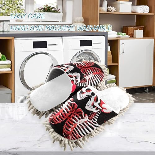 White Skull Office Mop Slippers