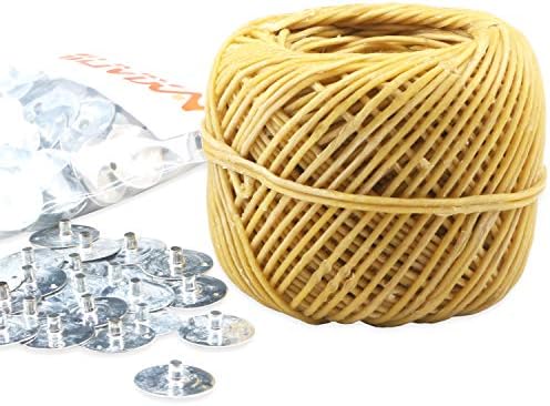 Organic Hemp FlOt Lighter Wick with Natural BeeSwax Coating - 200FT Spool 200pcs Sustainer Tabs