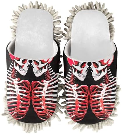 White Skull Office Mop Slippers