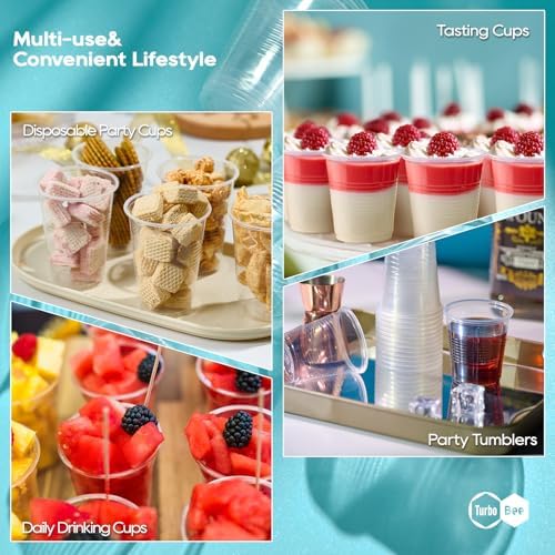 Turbo Bee 500-Pack 9oz Disposable Plastic Cups - Heat-Resistant Leak-Proof and Food Safe for Schools Offices and More