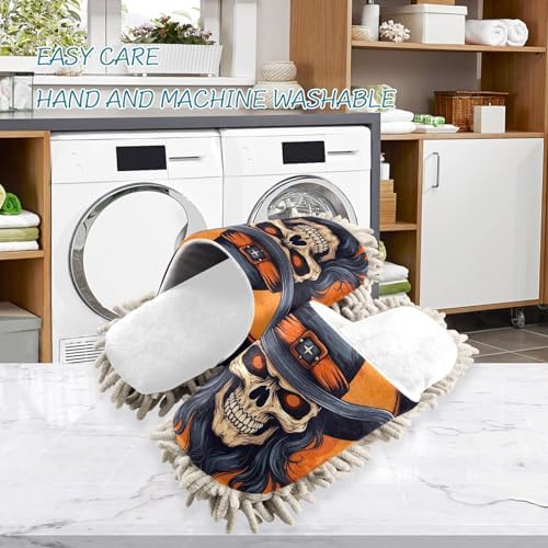 White Cowboy Skull Mop Slippers Perfect for Your Kitchen Floor
