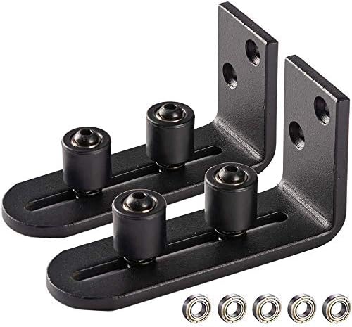 Smartsmith Two-Piece Barn Guide for Doors Smooth Glide Ball Bearings Frame Durable Steel Door Hardware Black