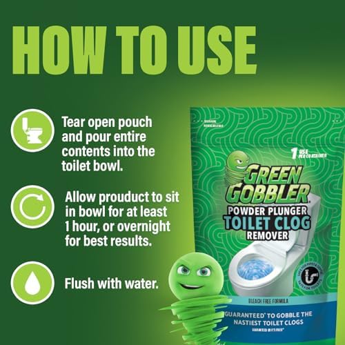 Green Gobbler Powder Plunger Toilet Clog Remover - 2 Pack