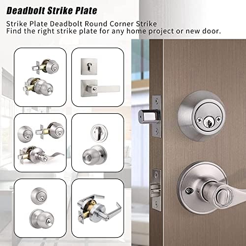 Satin Brushed Nickel Deadbolt Strike Plate Door Backplate 2-Pack 1 x 2 14 Round Corner