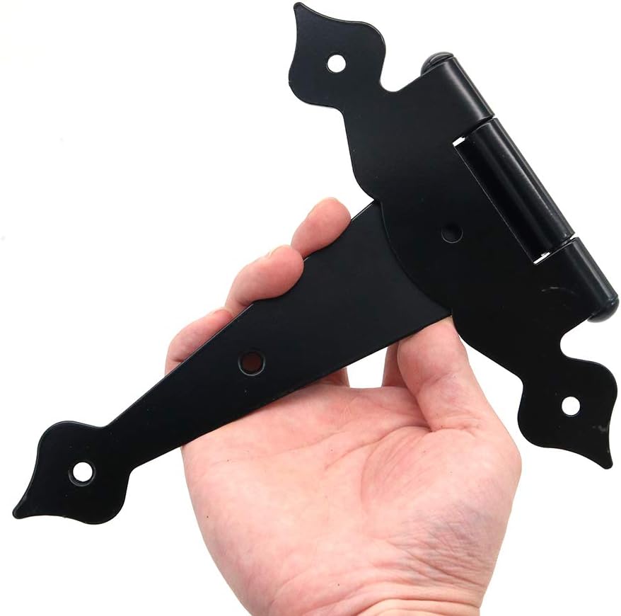 2 Pieces NUZAMAS Heavy Duty T-Strap Shed Hinges and Self-Locking Latch Set