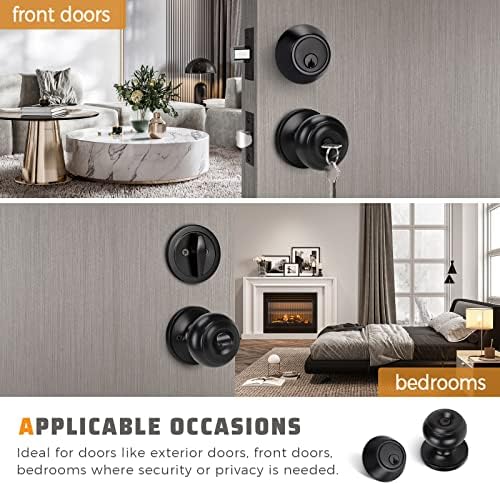 KNOBWELL Secure Front Door Knob Set for Home Commercial Use
