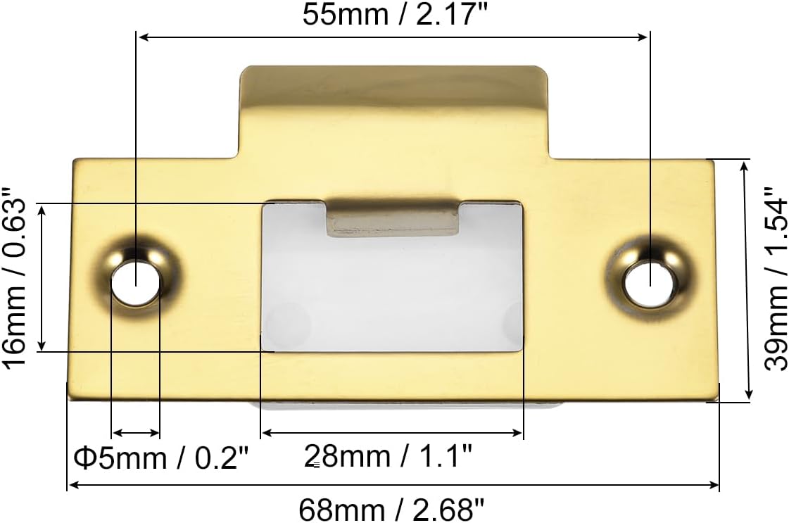 Uxcell Door Strike Plate 68mm x 39mm Stainless Steel Latch Deadbolt for Door Jamb Easy to Install Durable