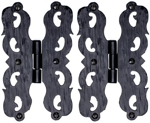 2-Piece Black Wrought Iron Door Hinges for Farmhouse Barn Doors