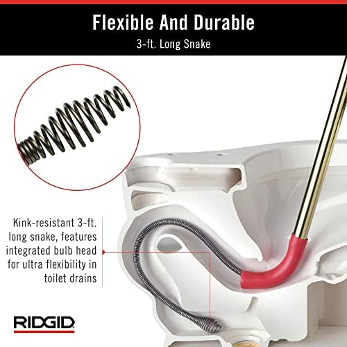 Efficient Toilet Auger with 3-Foot Snake for Fast Blockage Clearance