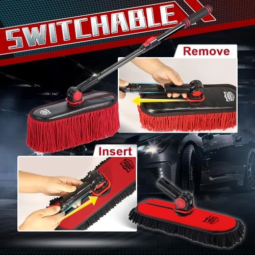 RIDE KINGS 2In1 Car Wash Brush Mop with Storage Bag