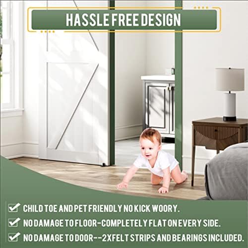 Smartsmith Two-Piece Barn Guide for Doors Smooth Glide Ball Bearings Frame Durable Steel Door Hardware Black