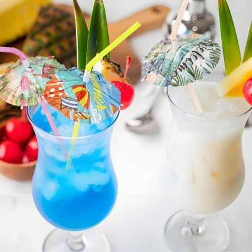 PAJIXANTHIC 200 Pcs Umbrella Drink Straws Tropical Party Supply