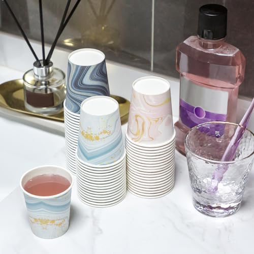 300-Pack 3oz Disposable Paper Cups Mixed Colors Perfect for Bathroom Medications Mouthwash and Small Beverages