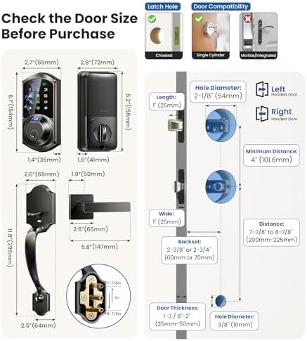 Fingerprint Front Door Smart Lock Set with Keyless Entry Deadbolt