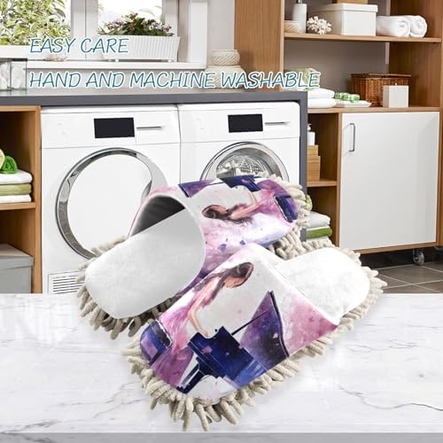 White Play Piano Mop Slippers for Home and Office