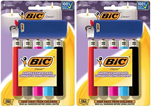 BIC Maxi Pocket Lighters - 12 Count Assorted Colors for Candle Lighting