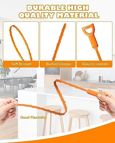 VILINLEE 25 Inch Drain Snake 6 Pack Clog Remover Tool