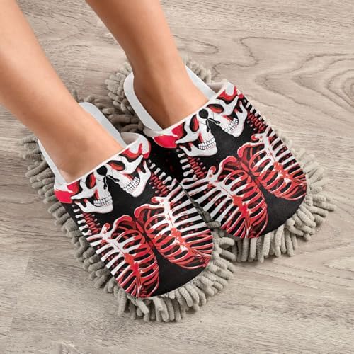 White Skull Office Mop Slippers