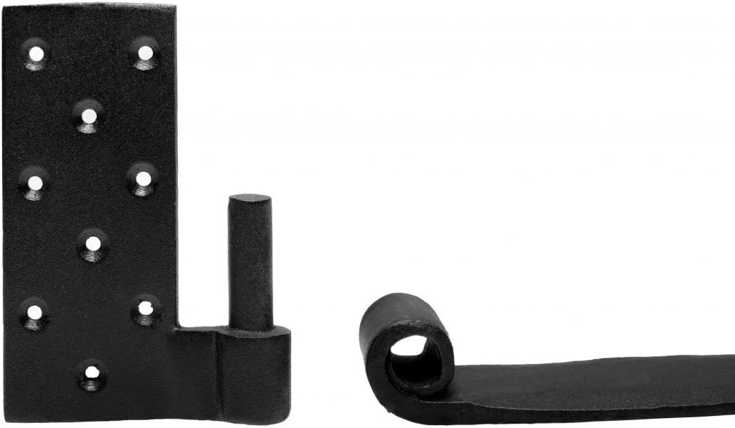 4-Piece Set of Black Wrought Iron Pintle Straps - Door Hinges with Easy Installation