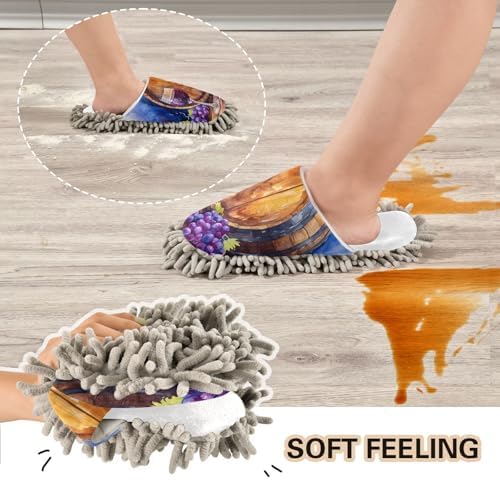 Cozy White Grapes Purple Mop Slippers Soft Eco-Friendly
