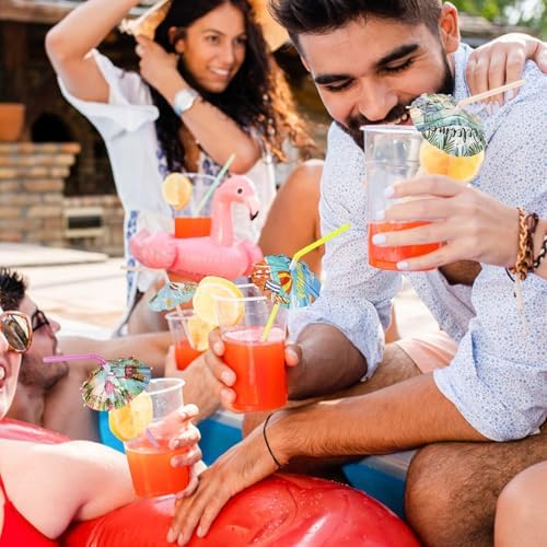 PAJIXANTHIC 200 Pcs Umbrella Drink Straws Tropical Party Supply