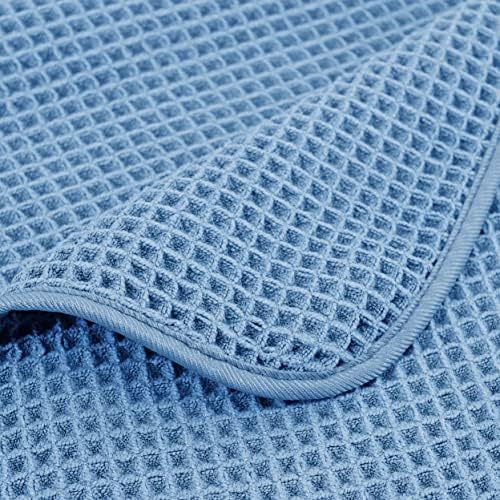 POLYTE Microfiber Bath Towel 60x30 4 Pack Blue Waffle Weave