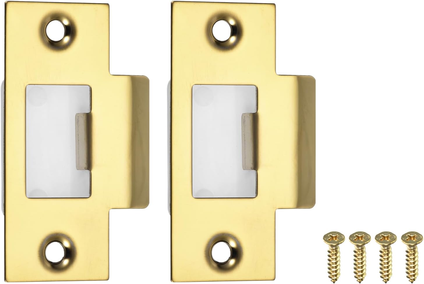 Secure Door Protection - 2Pcs 68mm x 39mm 201 Stainless Steel Latch Deadbolt Strike Plate for Home Security