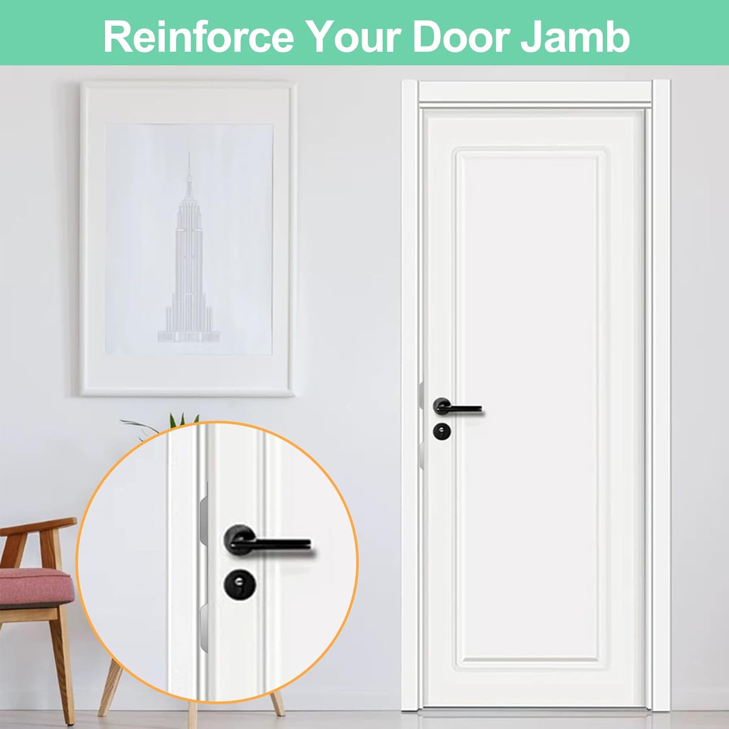 Bryzaxu Door Strike Plate Durable Steel for 55-6 Holes Prioritize Home Security