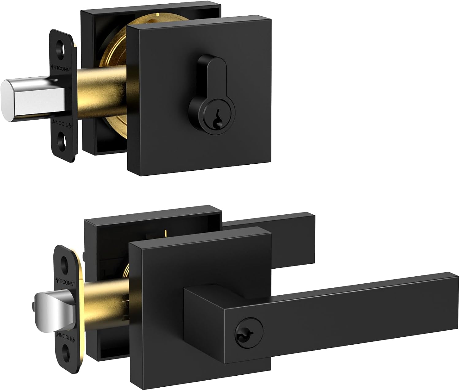 Sturdy Matte Black Door Handle Set for Modern and Rust-Resistant Design