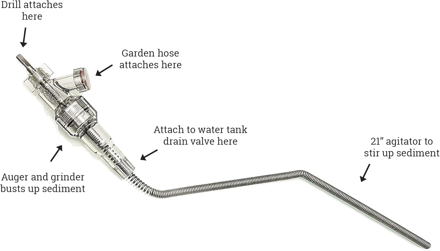 Remove Hard Water Sediment Extend Tank Life - Turbo Tank Cleaner for Gas Electric Water Heaters