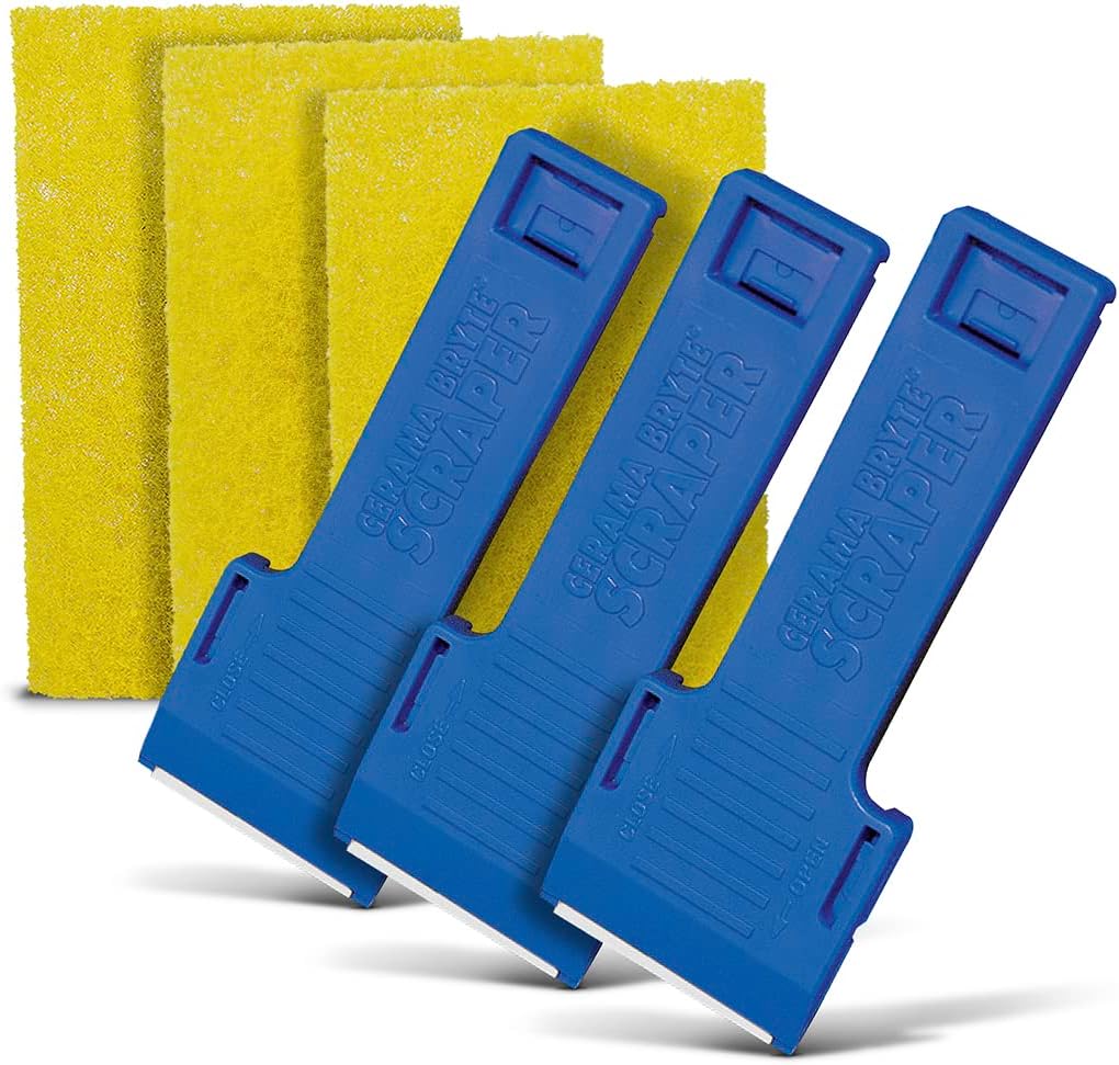 Perfectly Clean - Cerama Bryte 3x Scraper 3x Pad Kit for Glass Cooktop Stove Top Cleaning