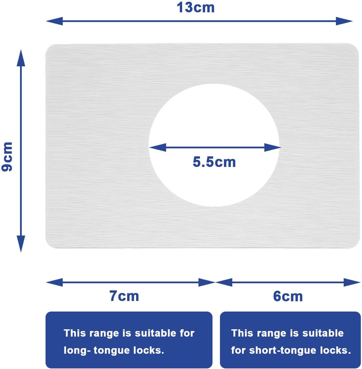 Sing FLD8-Piece 13CM x 9CM Stainless Steel Door Lock Repair Plate Set for 55CM Spherical Locks Silver