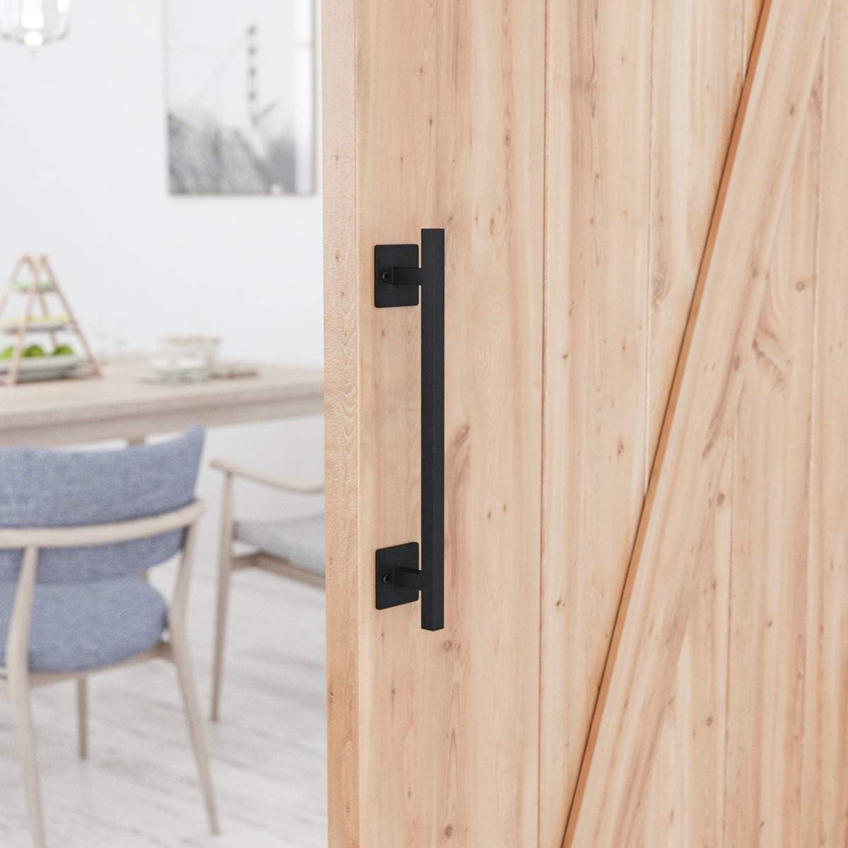 Sturdy Heavy Duty Barn Door Handle Antique Rustic Black Flush Square Base Pull