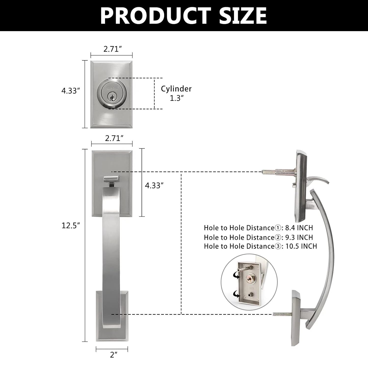 NeuType Front Door Handle Set - Heavy Duty Door Lock for Standard Doors